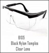 B105 Black Nylon Temples, Clear Lens